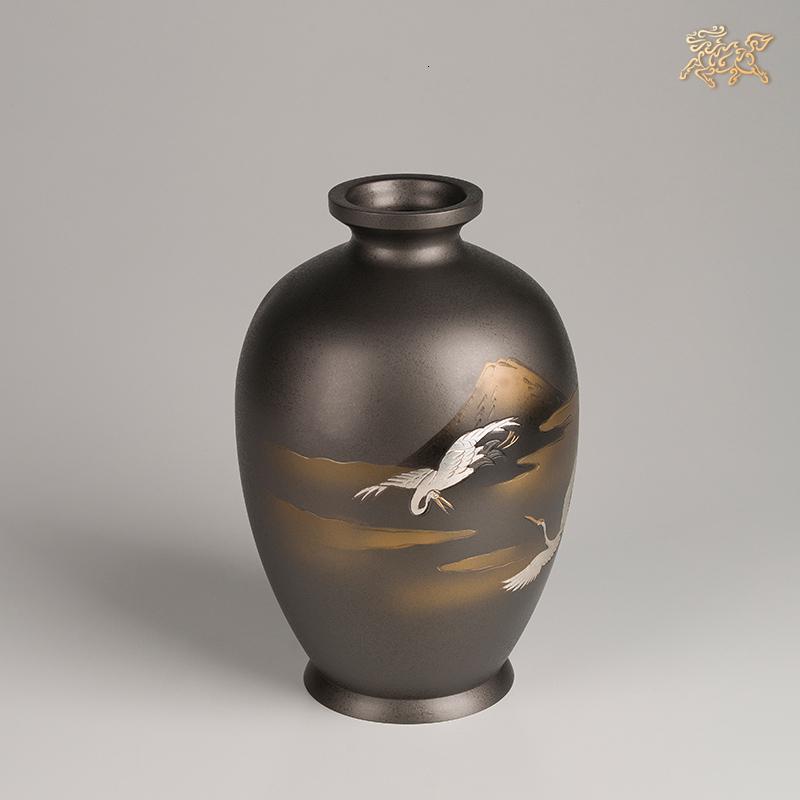 美帮汇全铜摆件《高冈铜器之富士鶴》铜工艺品 花瓶高清大图