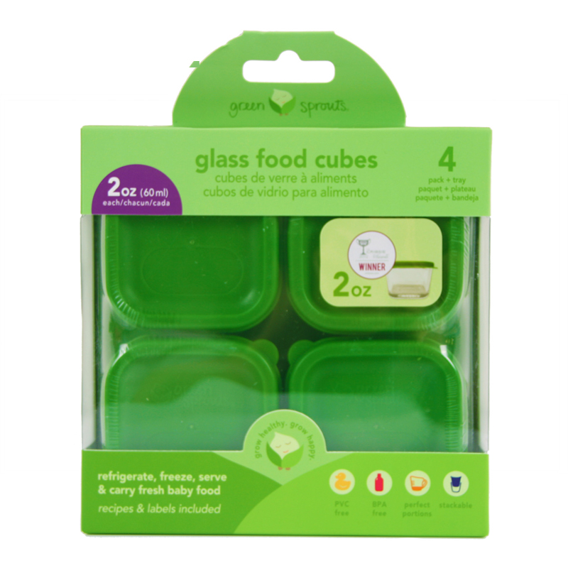 Green Sprouts小绿芽玻璃食物储存辅食分格盒 60ml*4 绿色适用1-6周岁储存新鲜的婴儿辅食高清大图