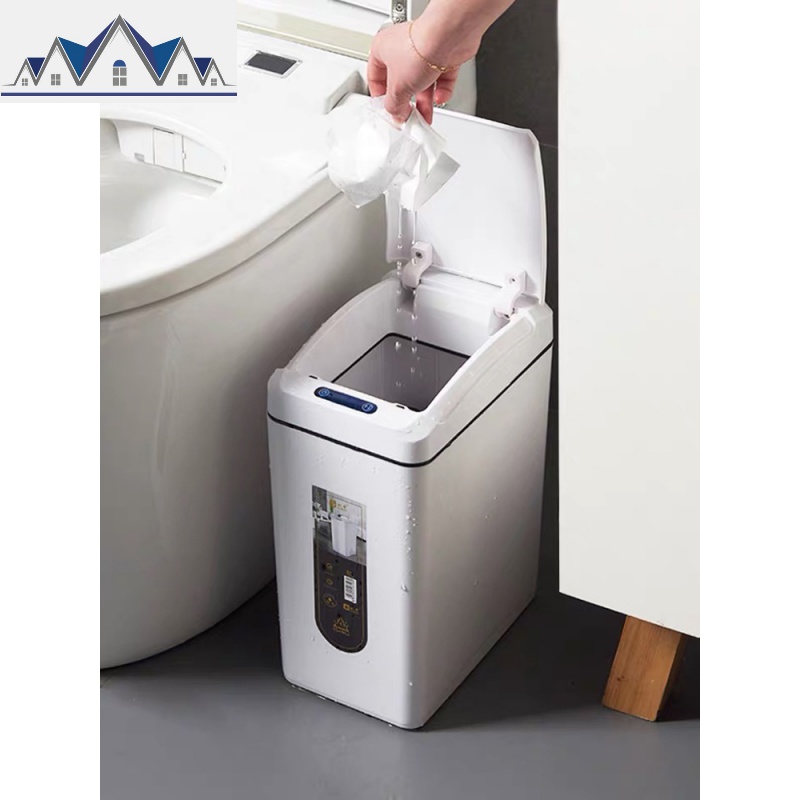 夹缝垃圾桶厕所卫生间用废纸桶窄家用智能电动自动感应拉圾筒 三维工匠高清大图