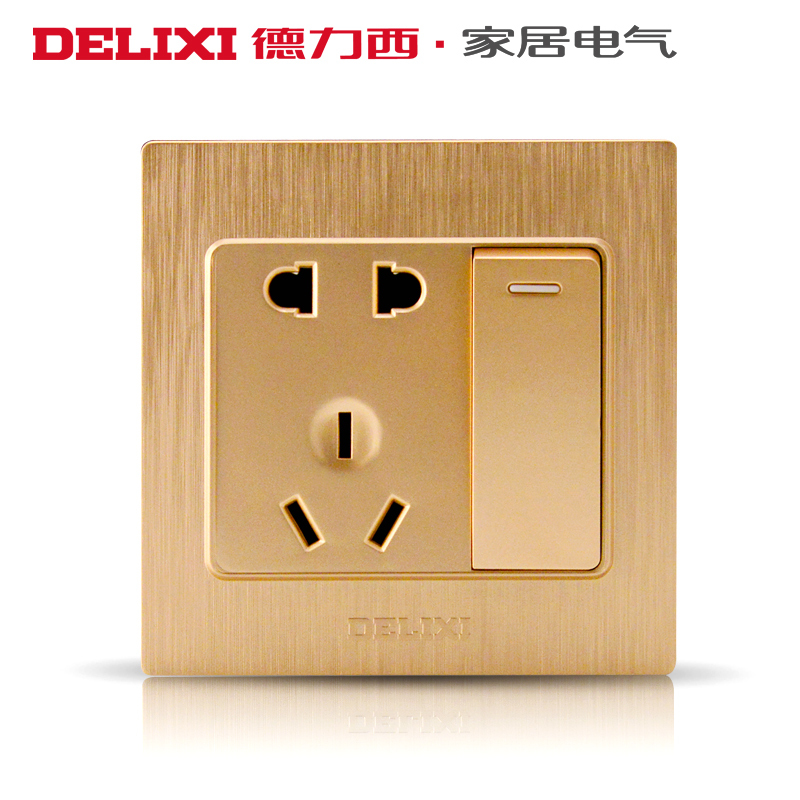 德力西开关插座86型家用墙面墙壁多孔暗装墙式二三插5五孔面板开关