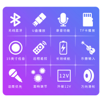 狮乐(SHILE)皇冠十号15英寸广场舞音响户外移动便携插卡蓝牙 店铺直播会议培训超市移动大功率电瓶音响配两只无线话筒
