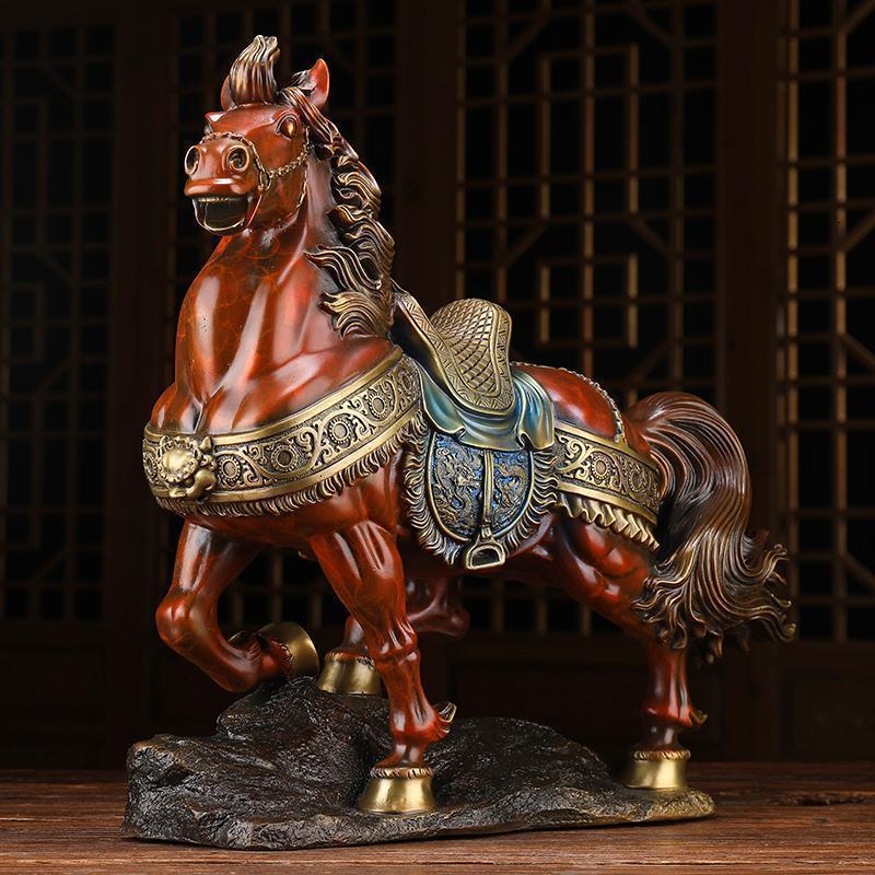 美帮汇铜唐马摆件马到成功铜马将军马战马别墅客厅办公室