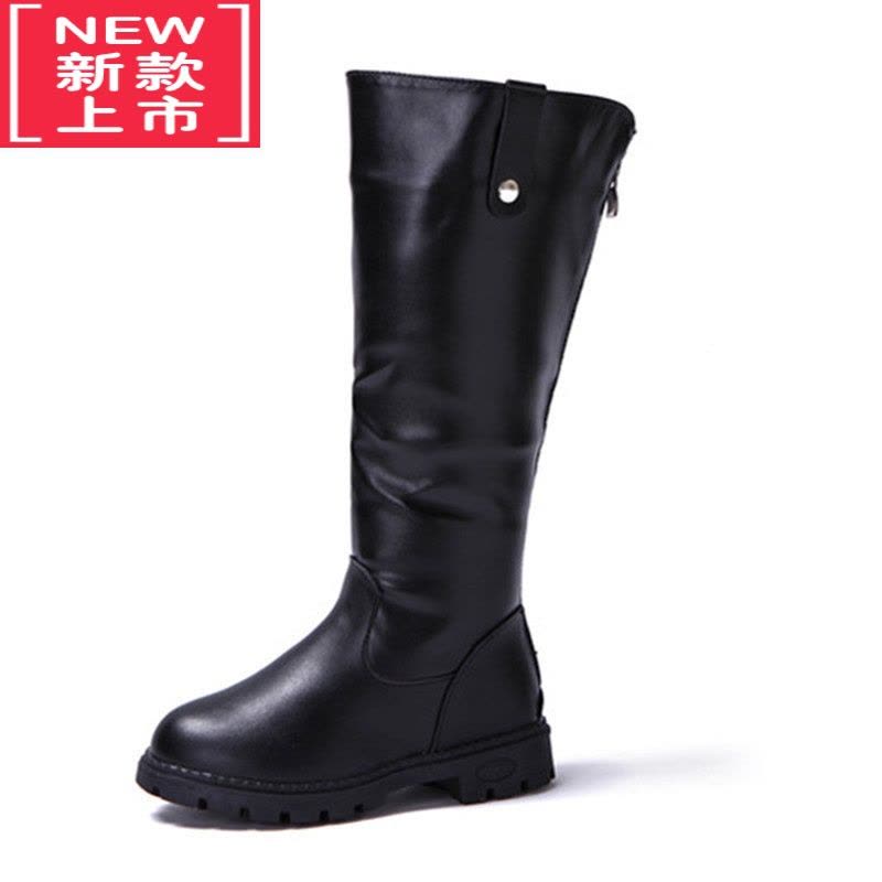 可莉允女童高筒靴2020秋冬新款韩版鹿头加绒女童靴子二棉皮靴中大童长靴图片