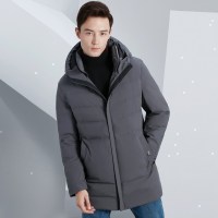 雅鹿羽绒服男士商务中长款冬装连帽户外保暖加厚工装休闲外套冬D