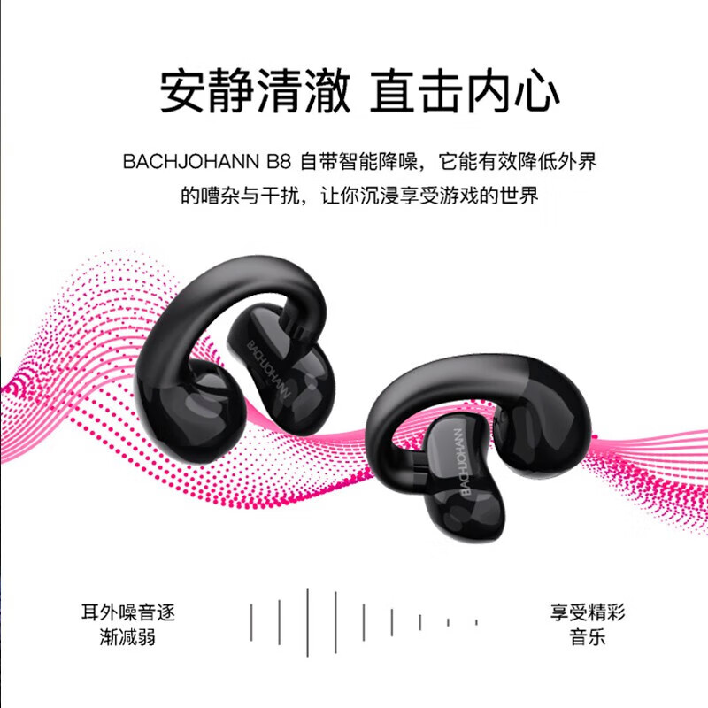 巴赫约翰(bach johann) 夹耳式蓝牙耳机 B8 黑色高清大图
