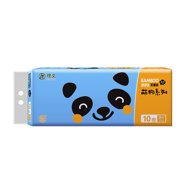 理文(Lee&Man)萌物无芯卷纸10卷/提 天然竹浆纸柔韧亲肤
