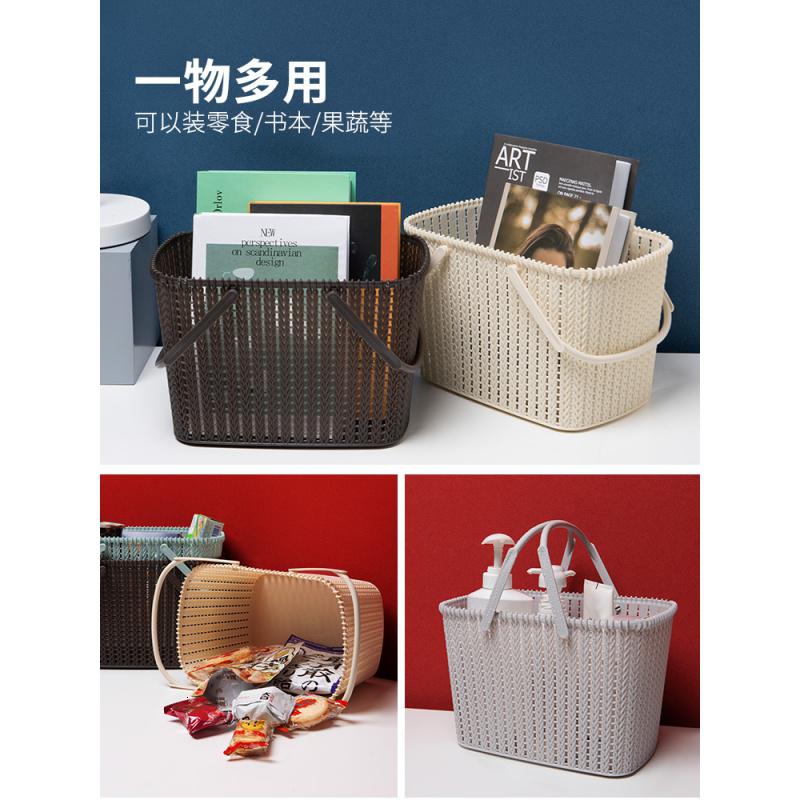 家柏饰(CORATED)洗澡篮子浴筐手提女浴室范儿学生澡堂洗漱沐浴藻蓝洗浴篮高清大图