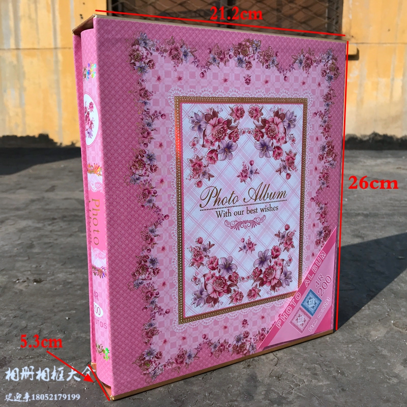 复古纪念册家庭相册6寸|8寸混合200影集家用记事相册本插页式相簿 三维工匠 盒装6寸180张8寸10张长方花红色 50高清大图