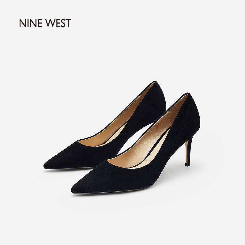 玖熙 Nine West 女士尖头单鞋a Nine West 玖熙21夏季高跟鞋羊反绒圆头浅口细高跟气质通勤单鞋 价格图片品牌报价 苏宁易购nine West旗舰店
