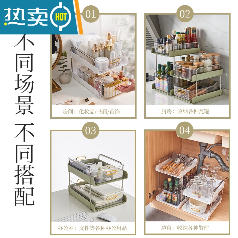 敬平小推车置物架抽屉式落地多层卧室梳妆台化妆品零食移动储物收纳架高清大图