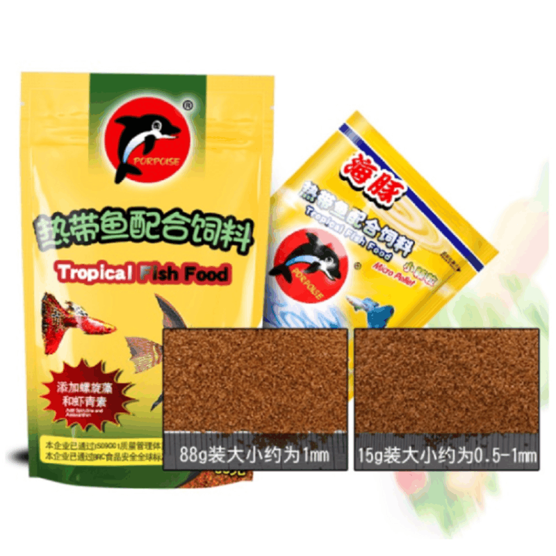 热带鱼饲料孔雀鱼鱼粮小型微粒观赏鱼凤尾鱼燕鱼鱼食小颗粒图片