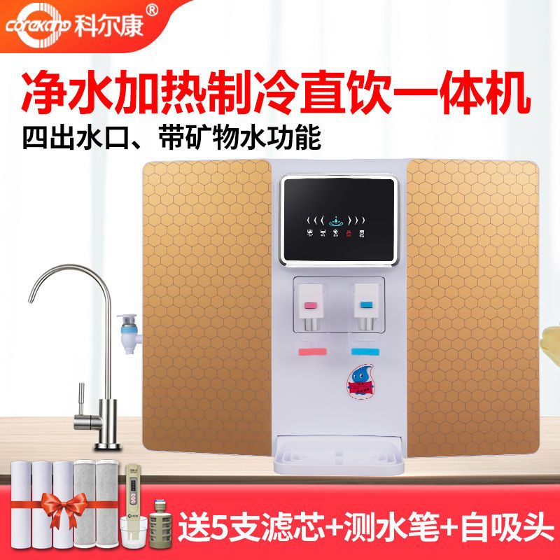 净水器加热一体机RO反渗透过滤直饮机家用厨房壁挂式饮水|升级款冰热一体机金色+矿物水 自己安装[有视频指导安装]