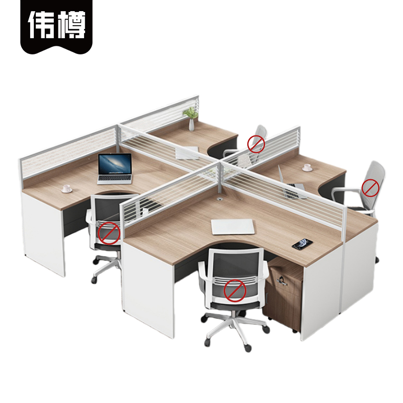 伟樽屏风工位带柜四人位280*240*110cm套高清大图