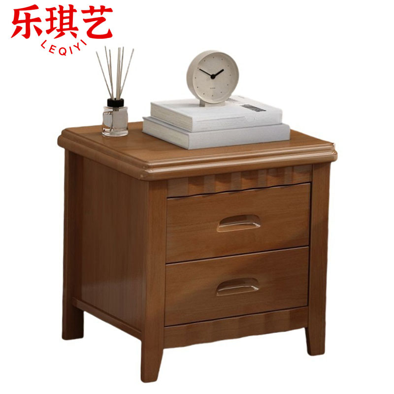 乐琪艺 实木床头柜 胡桃色 500*410*500mm 个高清大图