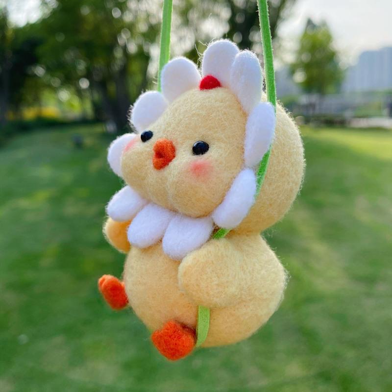 羊毛毡戳戳乐diy材料包太阳花秋千鸭子情侣礼物挂件车挂车饰钥匙秋千小鸡 送皮绳送工具 高清视频报价 参数 图片 视频 怎么样 问答 苏宁易购