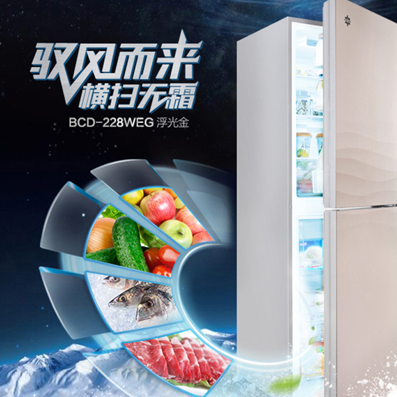 格力(GREE) 晶弘228升家用节能省电双门冰箱风冷无霜BCD228WEG浮光金