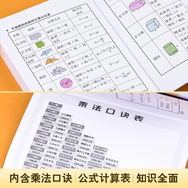 数学 小学通用 [正版]小学1一6年级小学数学公式大全小学一至六年级小学三年级四年级数学公式大全定律手册大全考点及公式小