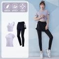 瑜伽服女健身房跑步套装运动服网红透气瑜伽服上衣套装_840 S【建议：80-95斤左右】 藕紫三件套【短袖】TC22115