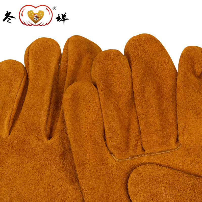 冬祥防护牛二层短款焊工五指手套一副高清大图