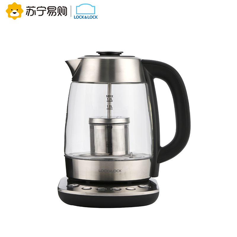 乐扣乐扣(LOCK&LOCK)电热水壶 高硼硅玻璃 蓝光烧水 静音防干烧 不锈钢可升降茶网 1.7L大容量