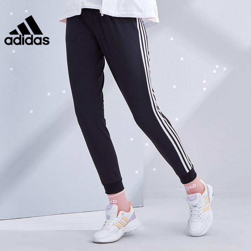 adidas阿迪达斯裤子女裤2020新款运动裤三条纹梭织长裤gf0112