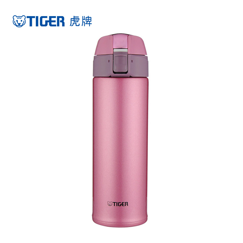 虎牌 (tiger)MMQ-S5 亮炫粉 304不锈钢真空保温杯直身杯 时尚商务水杯 单手易开500ml