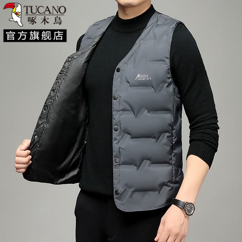 啄木鸟羽绒马甲男2024冬轻薄背心保暖坎肩中青年爸爸贴身内胆内穿图片