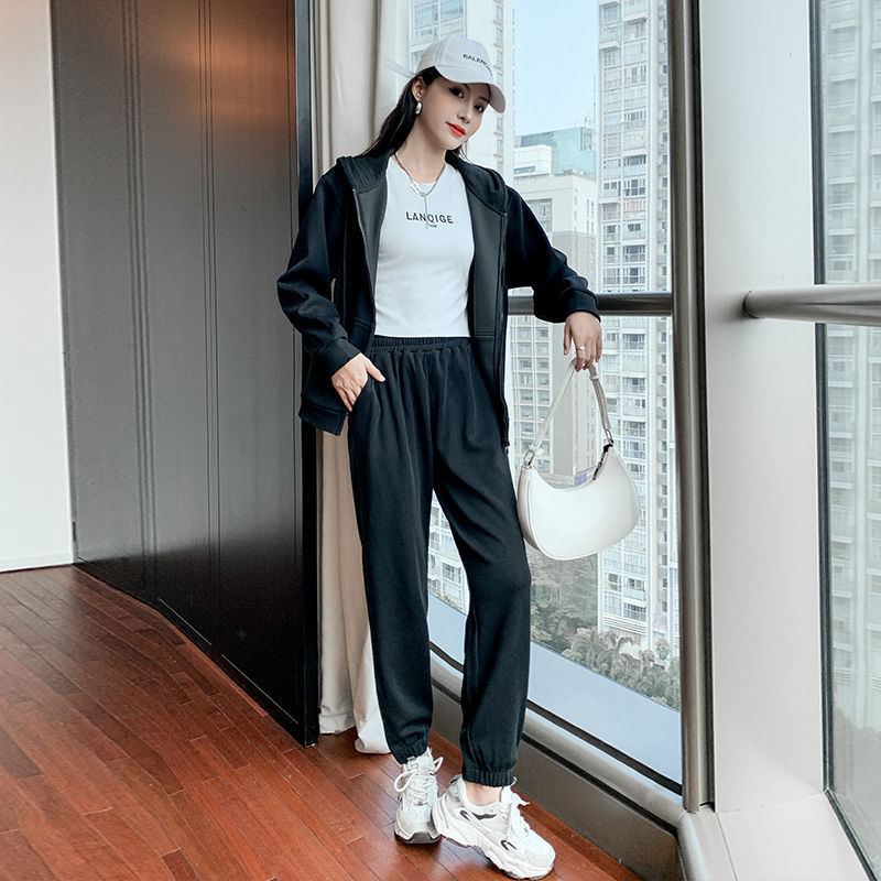 真维斯女装运动套装ins春秋季新款韩版百搭长袖外套整套卫衣卫裤