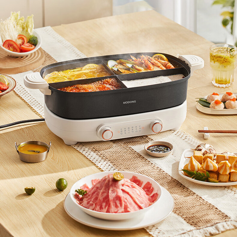 摩动电火锅7L鸳鸯锅四宫格分体式设计分区控温MD-FT06S高清大图