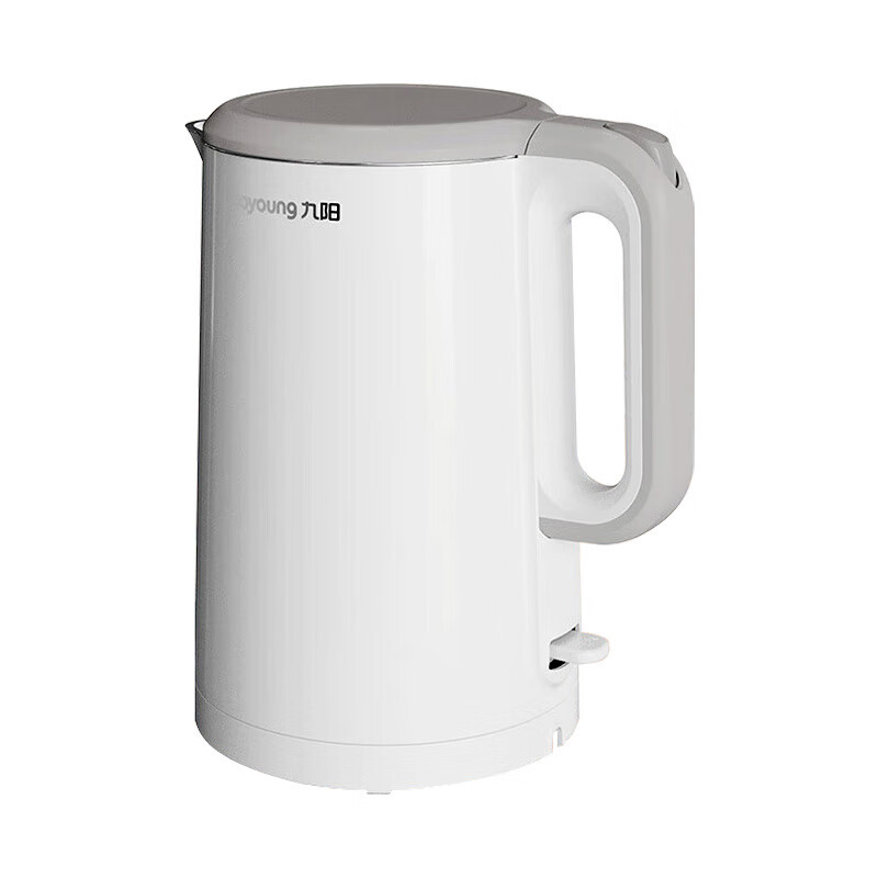 九阳 家用大容量烧水壶304不锈钢无缝内胆一键烧水自动断电双层防烫电热水壶 K15FD-W6111 白1.5L
