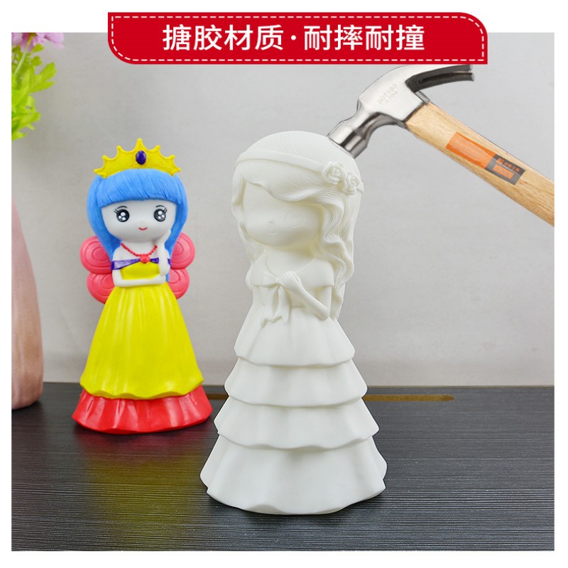 儿童手工DIY涂鸦娃娃PVC材质塑料涂鸦娃娃 D货号大号平均高度16-20cm(含颜料 画笔 调色盘)10套装随机款式高清大图