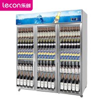 乐创(lecon)饮料柜展示柜冷藏柜立式冰柜商用冰箱饮品啤酒蔬菜水果保鲜冷柜鲜花柜陈列柜三门上机星光蓝风冷1200L