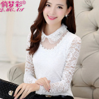 艳如飞美体蕾丝打底衫女长袖t恤春秋内搭洋气小衫大码气质潮流加绒上衣蕾丝衫
