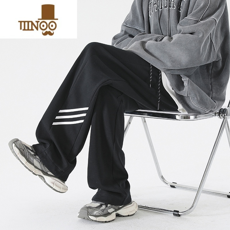 YANXU三分焦点 潮牌卫裤男宽松直筒秋季新款抽绳束脚运动男士休闲裤子高清大图