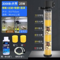 鱼缸过滤器三合一净水循环免换水内置潜水泵吸便神器增氧圆形小型 默认尺寸 25W（6节55cm）净水组合+6柱棉【加大滤桶】