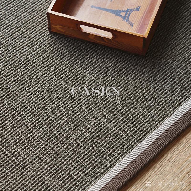 美帮汇简约深色剑麻地毯定制耐用北欧客厅茶几书房餐桌地垫定制 S6米褐双色布边+防滑胶底 100cm&times;150cm