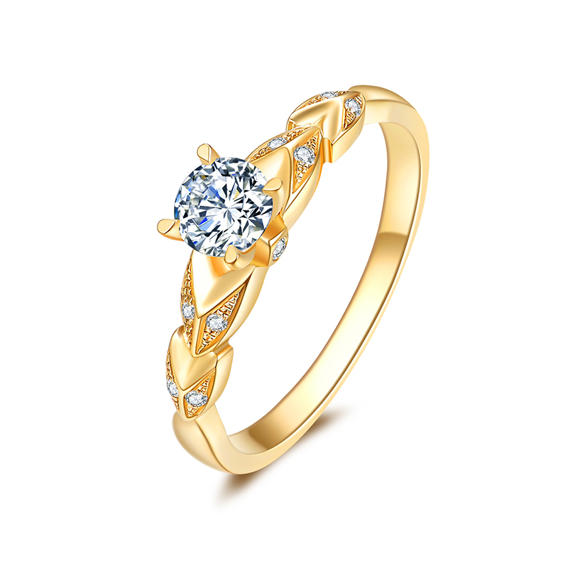 佐卡伊18k金钻戒四爪钻石求婚结婚戒指女士钻石戒指珠宝首饰 麦穗系列
