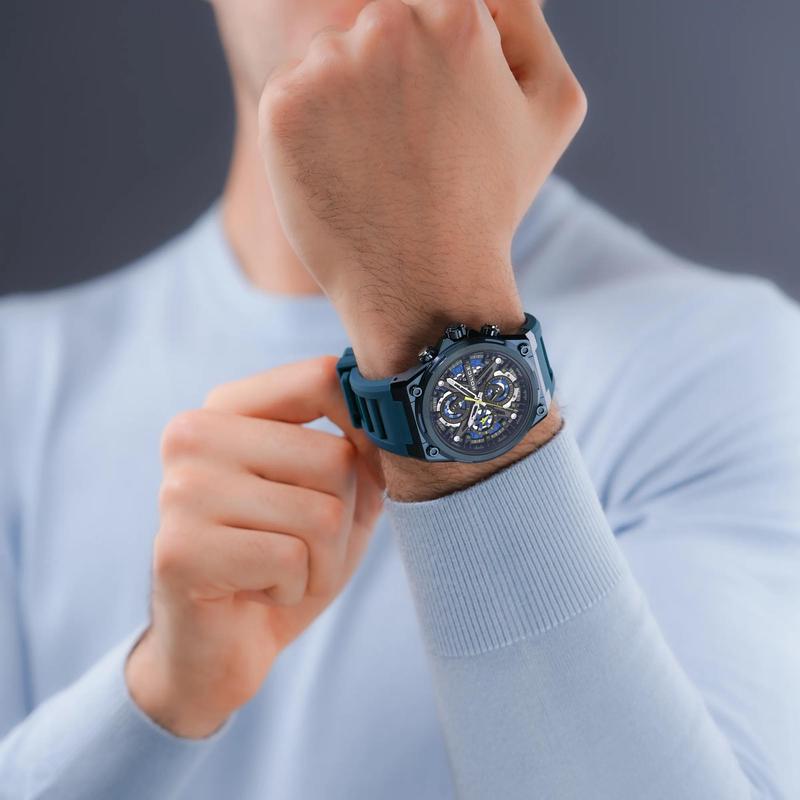 男士名品腕表时尚蓝色简约设计高档腕表商务休闲手表高清大图