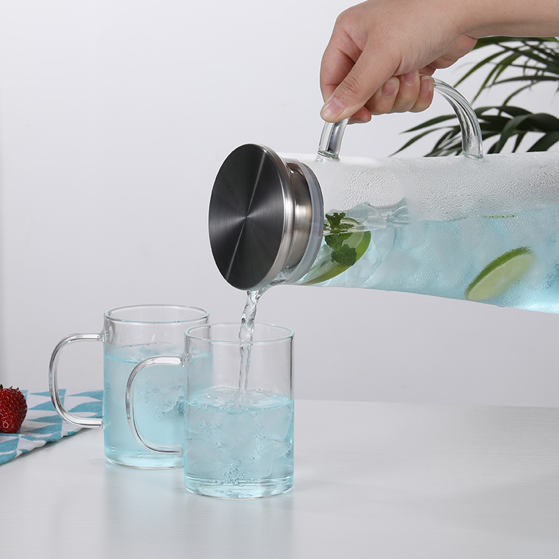 唯铭诺 简约玻璃凉水壶耐热耐高温冷水壶北欧茶壶果汁壶扎壶家用水瓶水具 1500ml 心悦壶
