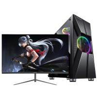 铭能 i7级六核E5 2620/GTX1650 4G独显/16G内存/256G固态+500G机械盘 台式机 组装电脑 台式电脑 家用办公电脑主机DIY组装机游戏电脑+24英寸全套