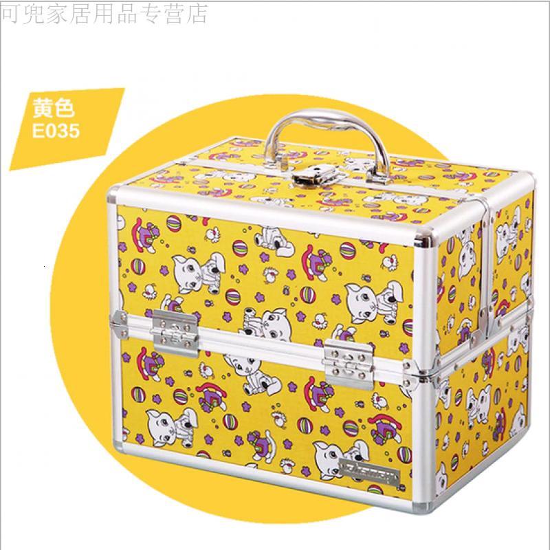 18新款时尚家居儿童卡通迷你家用医药箱婴儿药品收纳箱带锁化妆盒铝合金双开药箱