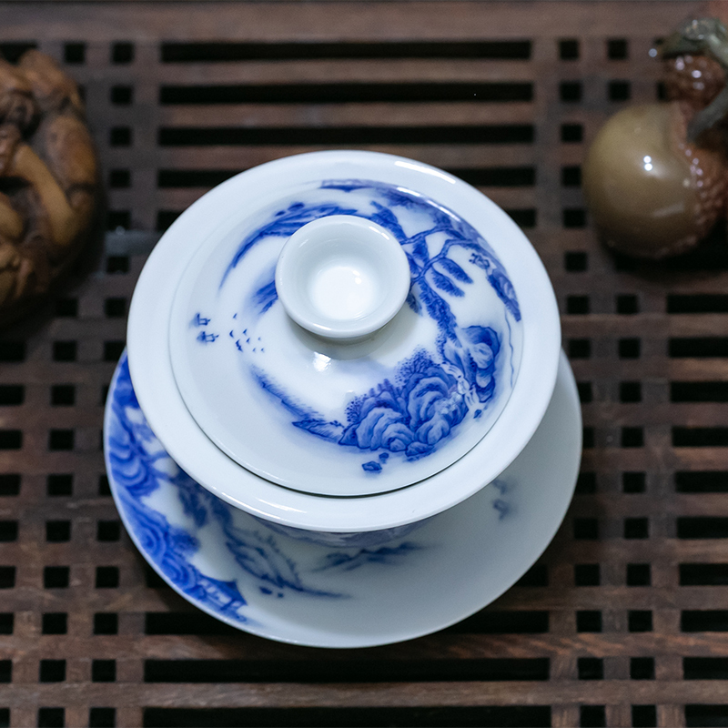 贵苑手工手绘风水盖碗1(陶瓷大师制作)现定制,20天加工
