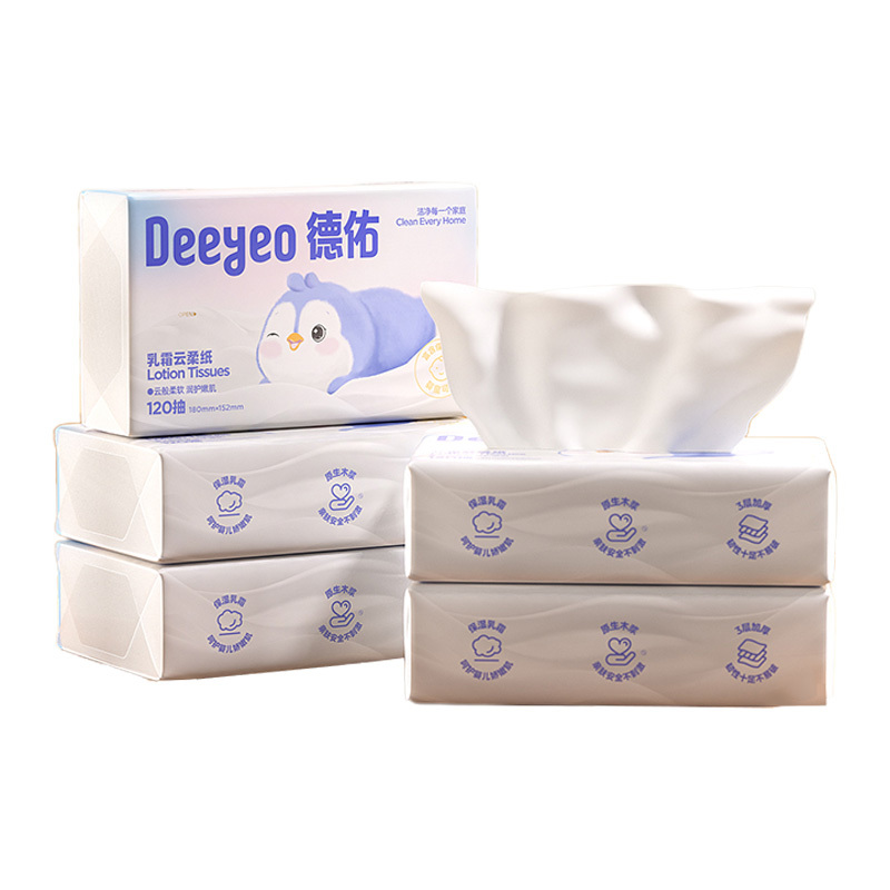 德佑纸面巾120抽5包*3提舒适乳霜云柔10040118(包装随机)