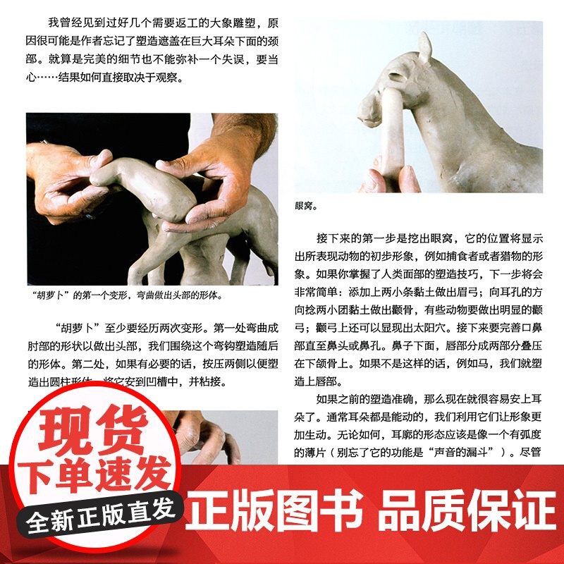 雕塑技法·动物雕塑 250幅动物雕塑步骤图精讲 雕塑艺术创作泥塑技法基础入门参考书雕塑初学者启蒙手册 雕塑创作技法自学教高清大图