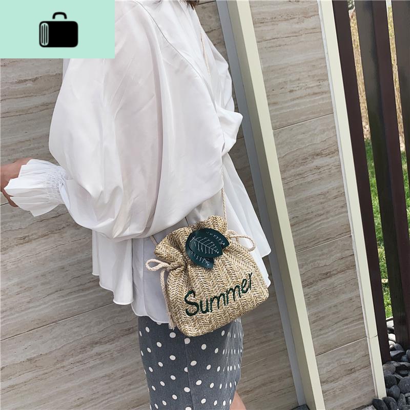 高级感编水桶小包包女包2019新款夏季小清新编织单肩斜挎包NEWLAKE高清大图