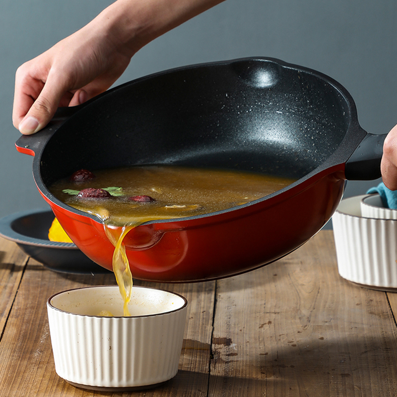 英麦斯 迪奥999红煎炒锅 YGSZ202128 28cm高清大图