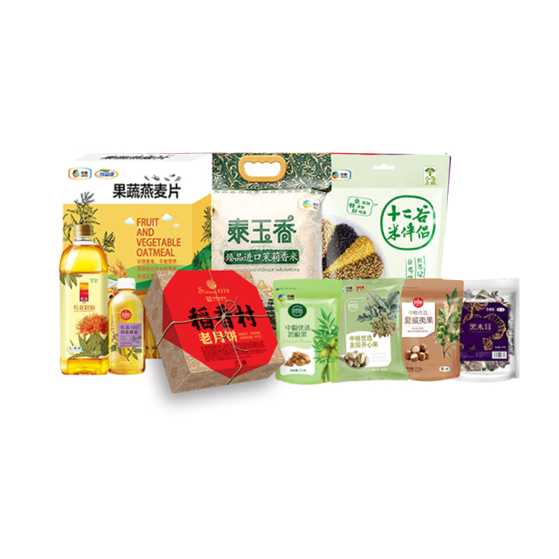 福临门 中粮大米食用油大礼包 中秋月饼礼盒 458型 3314g+1000ml