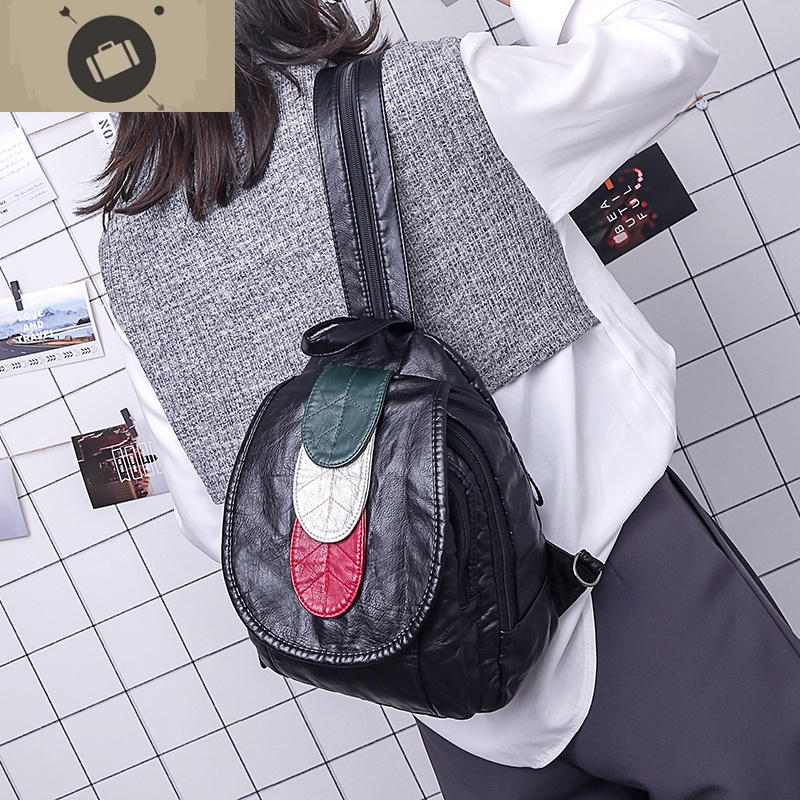 双肩包女韩版2020新款潮迷你女士斜挎包水洗皮小背包时尚两用胸包 艾狄伊娃