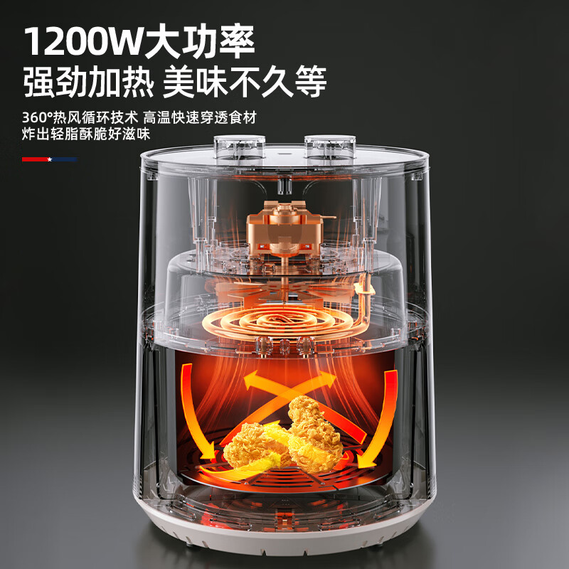 迈卡罗 MC-KL562 空气炸锅 4L大容量精准定时无油烟电炸锅低脂大功率烤箱高清大图