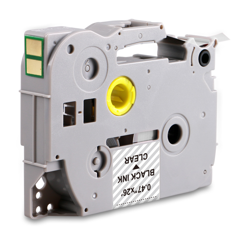 格之格ND-BR TZZ131P标签色带 带芯片适用兄弟PT-E115标签打印机色带 12mm*8m 透明底黑字
